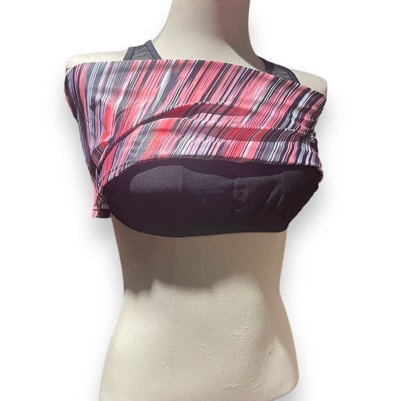 Yonique Racerback Tankini Workout Top Pink Stripe Large - Picture 9 of 10